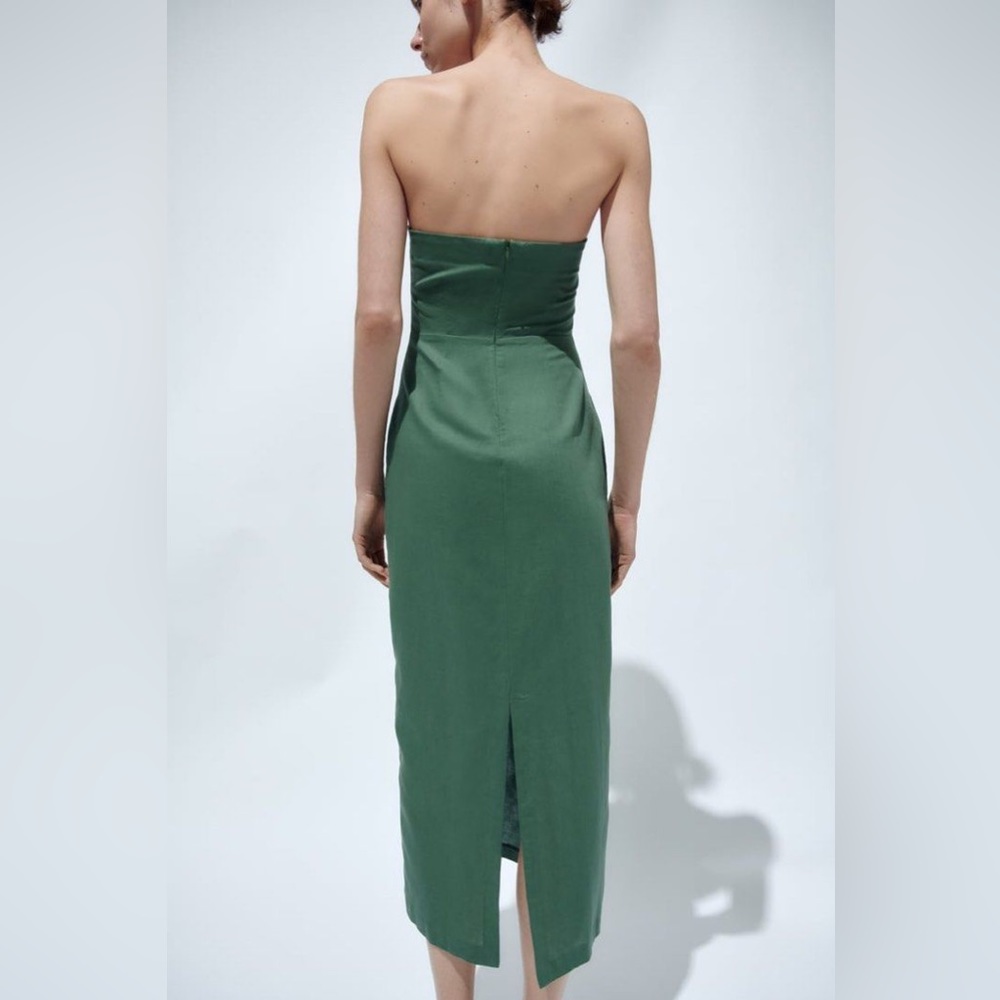 STRAPLESS LINEN-BLEND DRESS - Picture 3 of 4